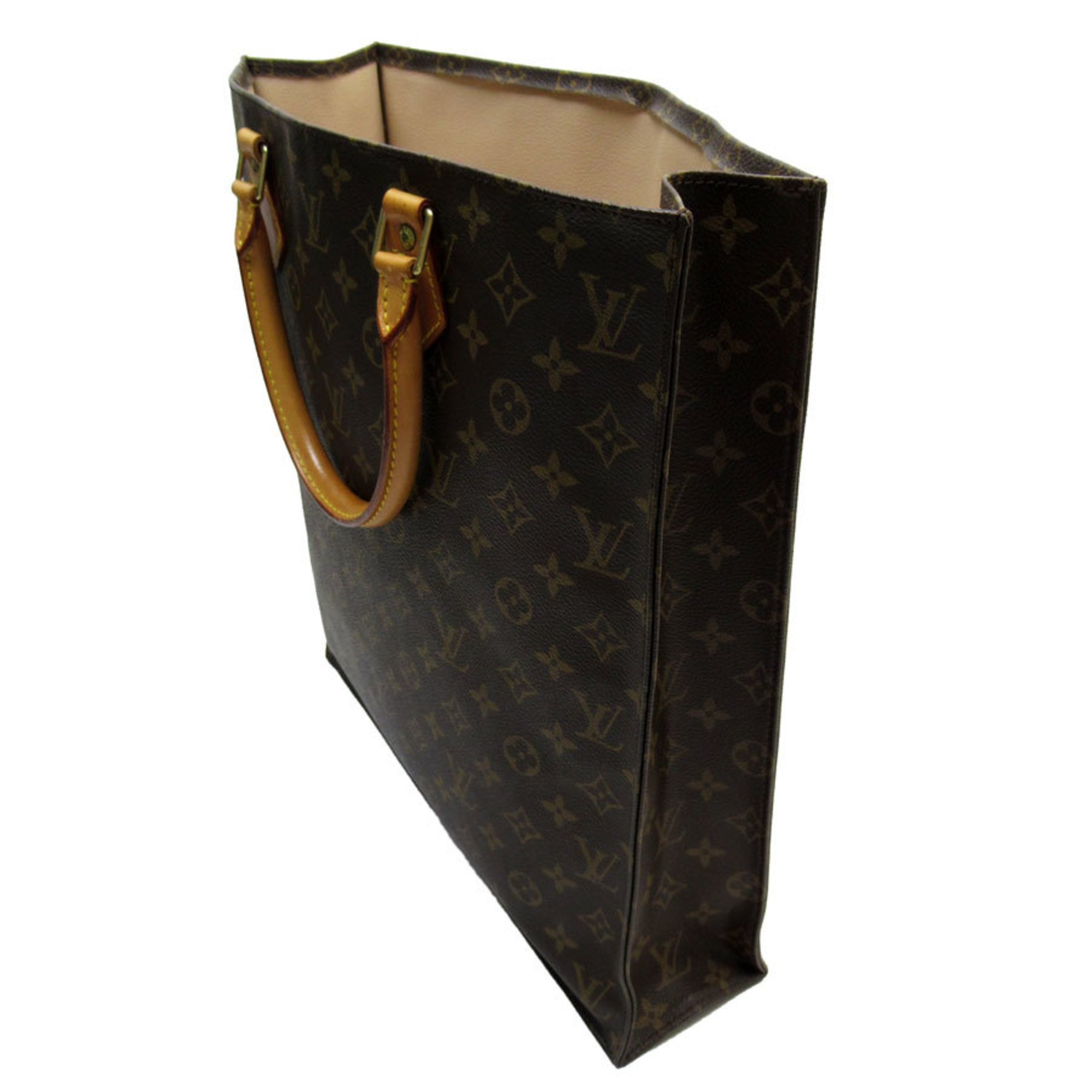 Louis Vuitton LOUIS VUITTON Handbag Monogram Sac Plat Canvas Brown Gold Men's M51140 w0743a