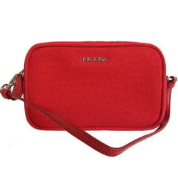 PRADA pouch canvas leather red silver women's s0046g