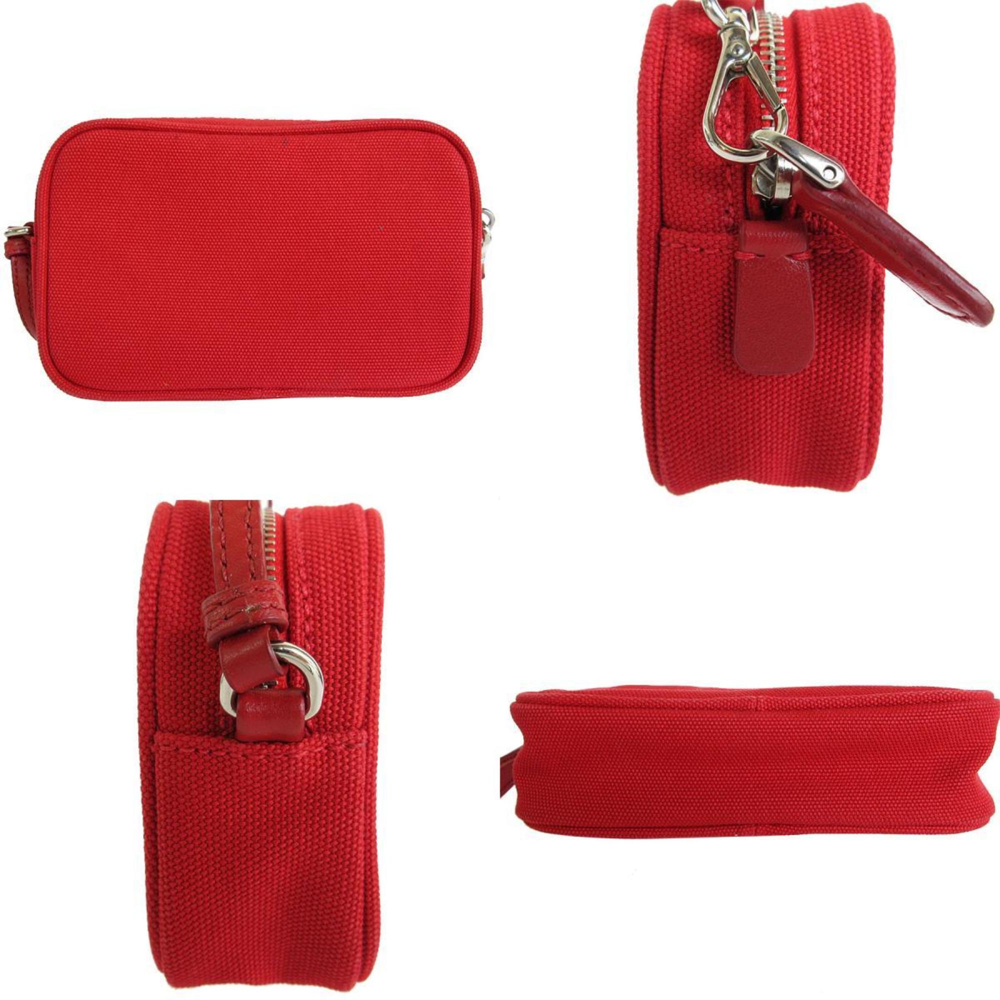 PRADA pouch canvas leather red silver women's s0046g