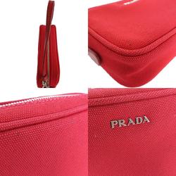 PRADA pouch canvas leather red silver women's s0046g