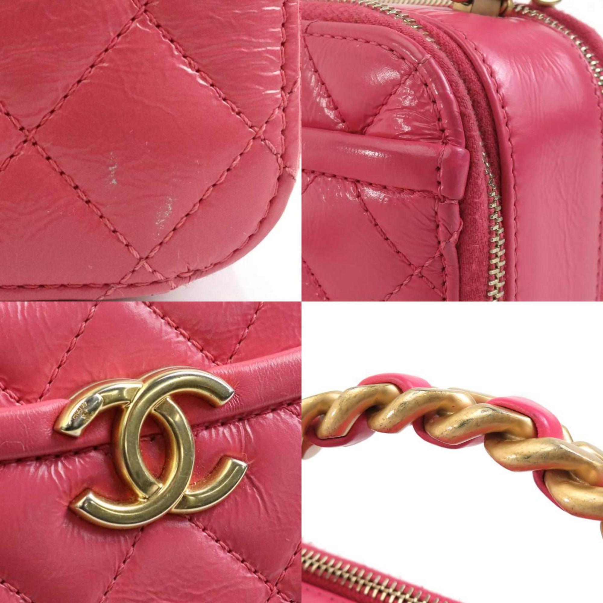 CHANEL handbag shoulder bag matelassé leather pink gold ladies e59178a