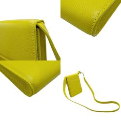 BALENCIAGA Shoulder Bag Ghost Phone Holder Leather Yellow Green Men Women 618868 z2379