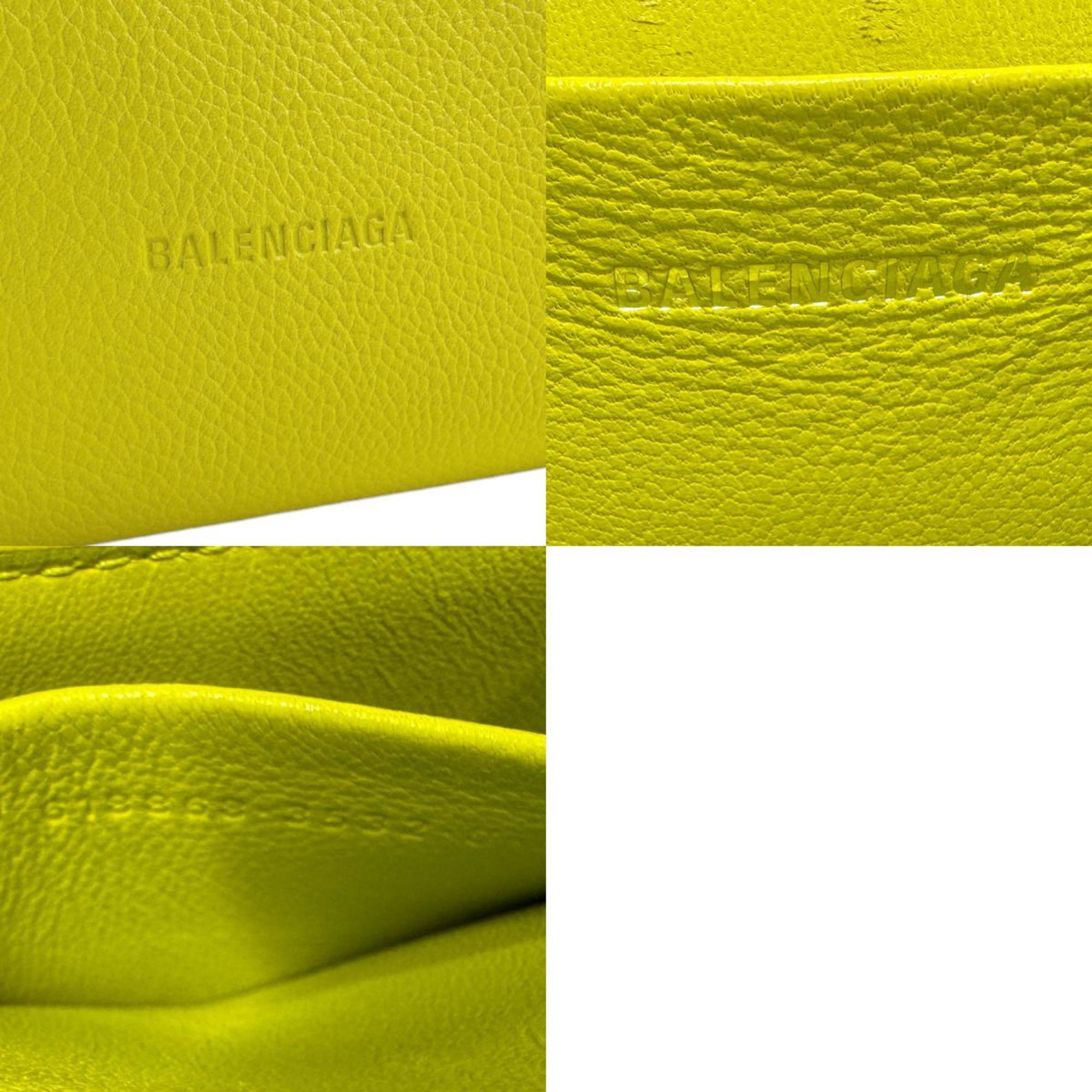 BALENCIAGA Shoulder Bag Ghost Phone Holder Leather Yellow Green Men Women 618868 z2379