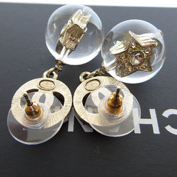 CHANEL Coco Mark Metal Resin Gold Silver Earrings for Women s0042i