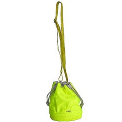 Christian Dior Dior Shoulder Bag Nylon Leather Neon Yellow Silver Women's s0149i