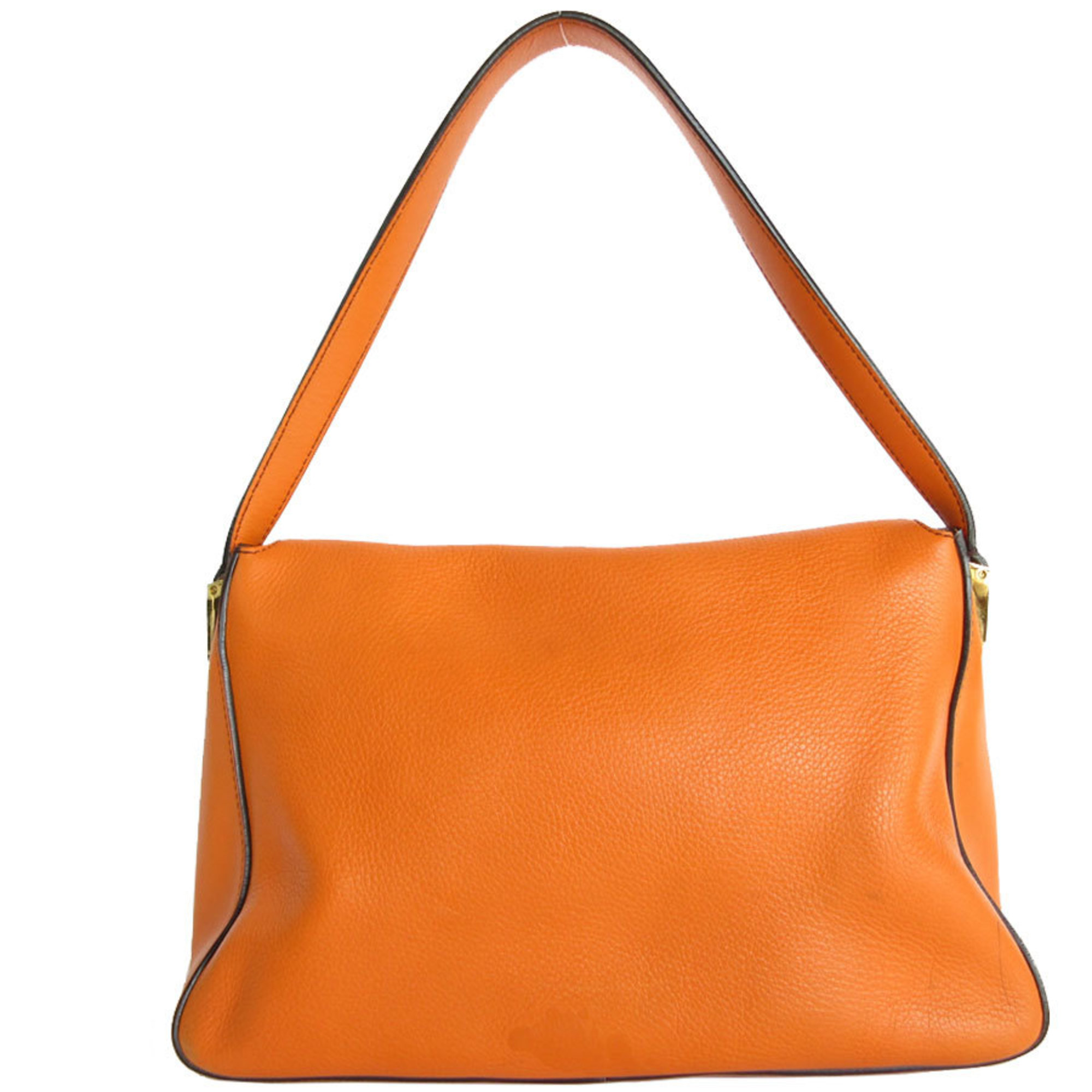 FENDI Shoulder Bag Mamma Bucket Leather Orange Gold Women's s0061a