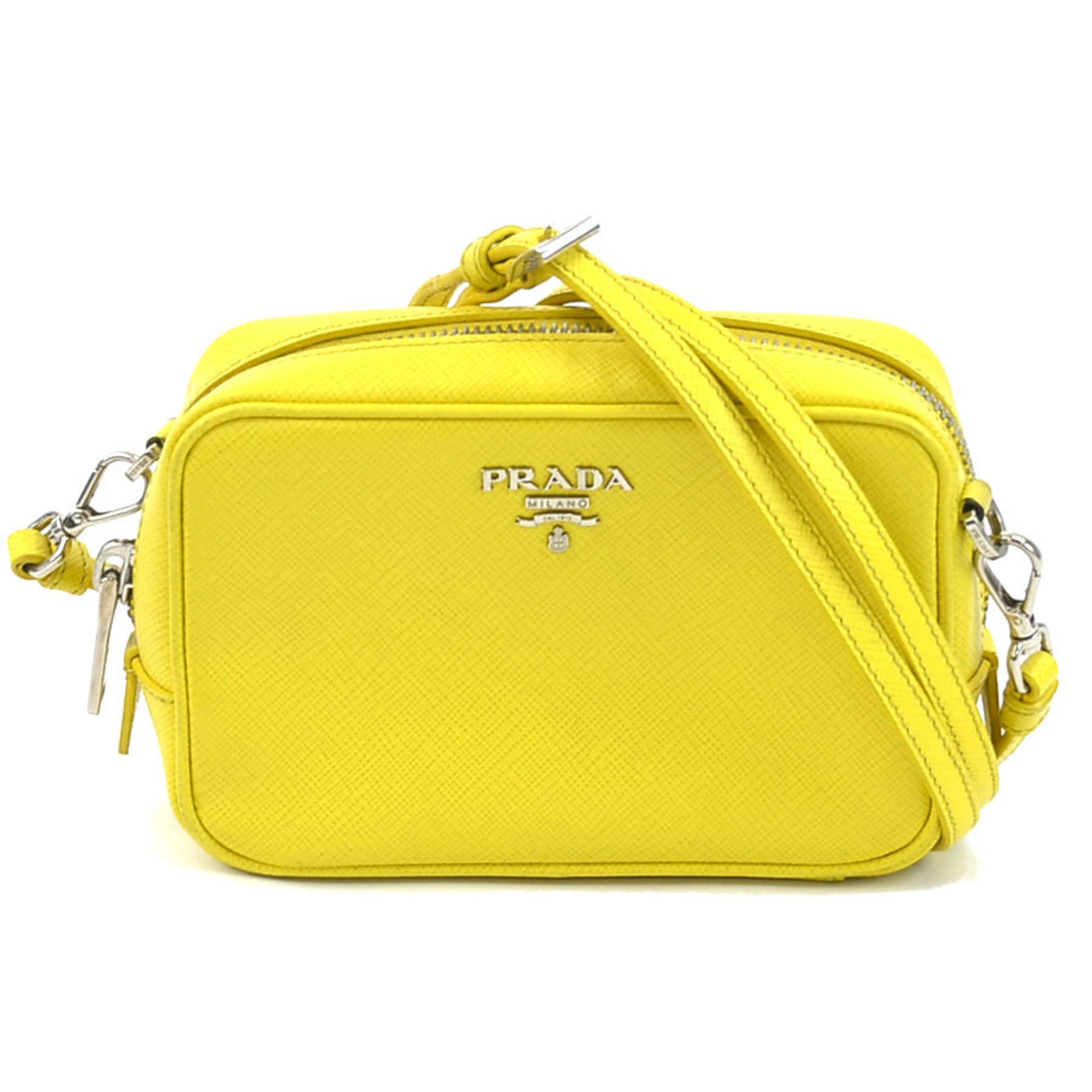 Prada Shoulder Bag Leather Yellow Women's h30510a