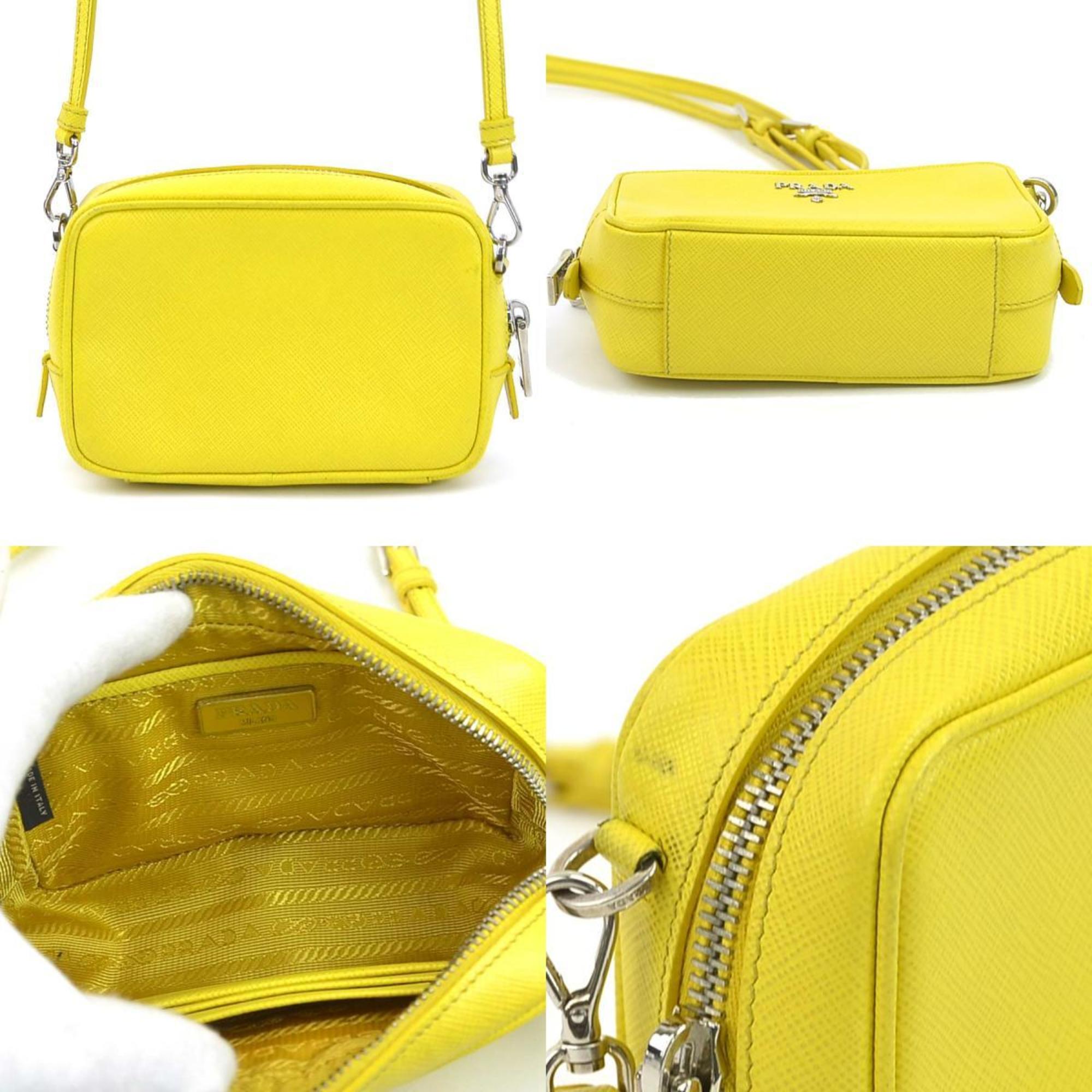 Prada Shoulder Bag Leather Yellow Women's h30510a