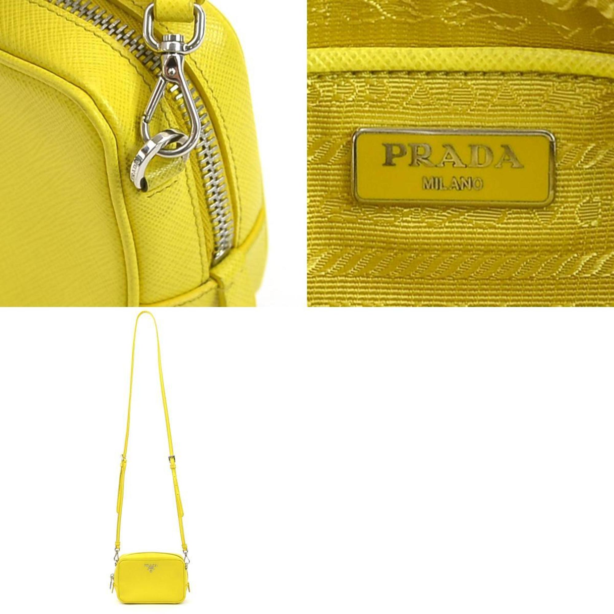 Prada Shoulder Bag Leather Yellow Women's h30510a