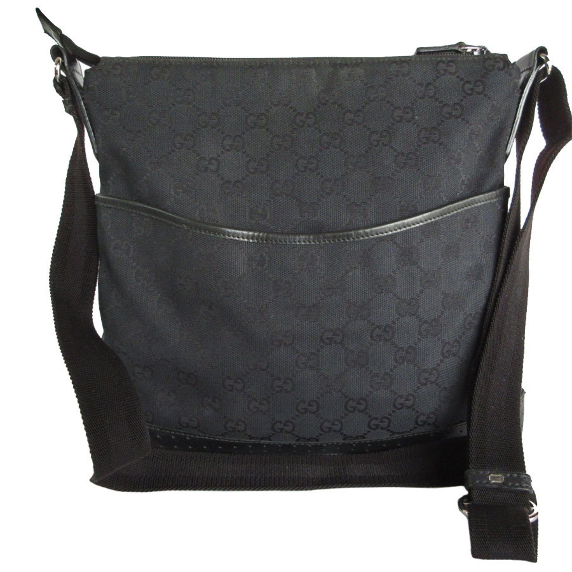 GUCCI Shoulder Bag GG Canvas Black Silver Women's 145857 s0112a