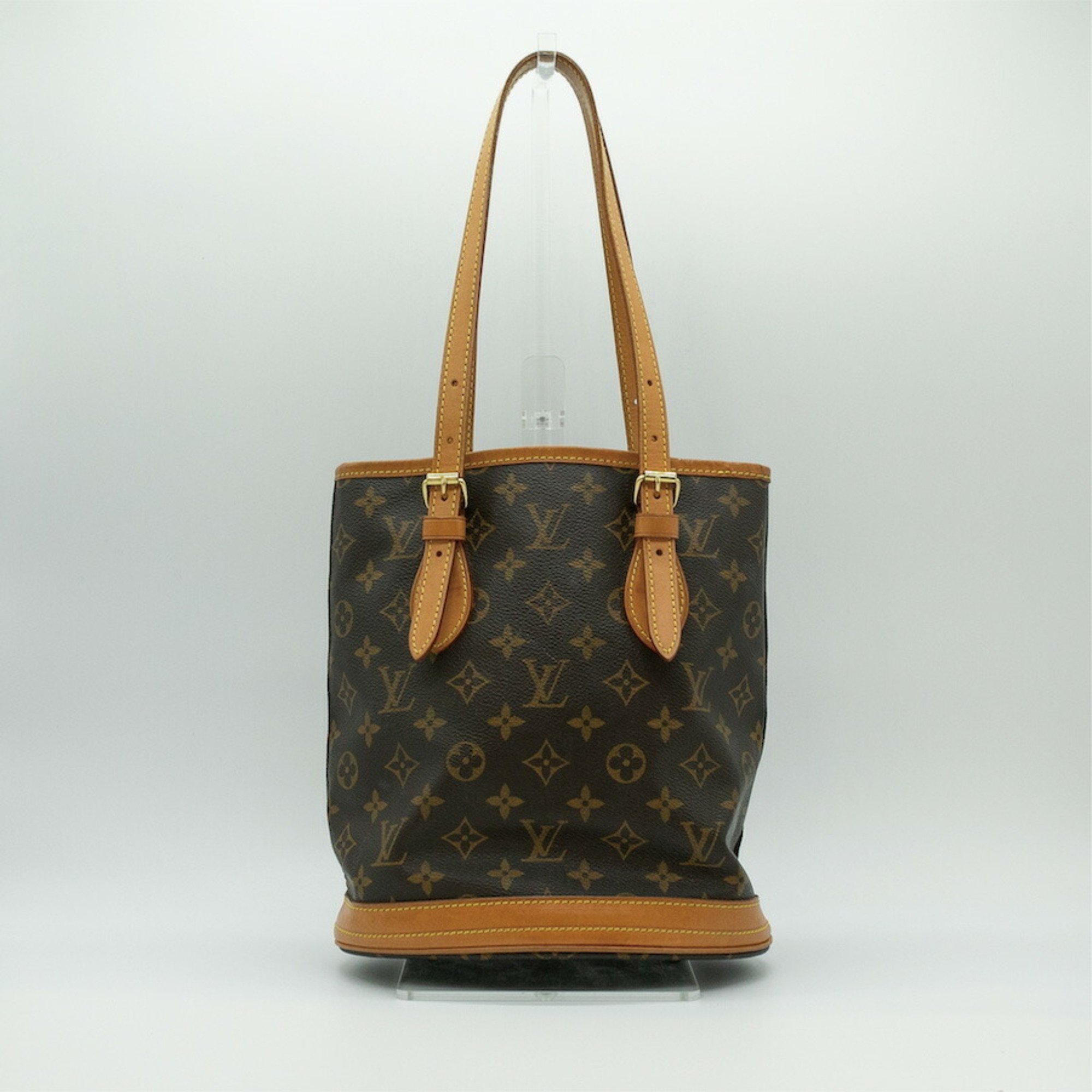 LOUIS VUITTON Handbag Monogram Bucket Leather Brown Gold Women's M42238 PD426