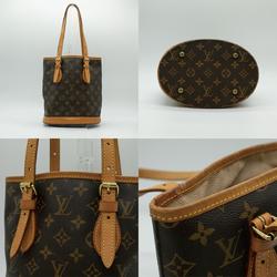 LOUIS VUITTON Handbag Monogram Bucket Leather Brown Gold Women's M42238 PD426