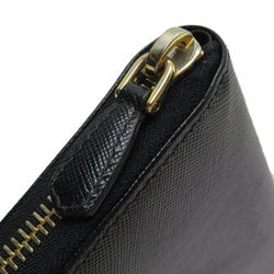 PRADA Round Long Wallet Leather Black Gold Women's w0754g