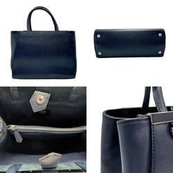 FENDI Handbag Shoulder Bag Petite Toujour Leather Navy Silver Women's 8BH253-D7E z2400