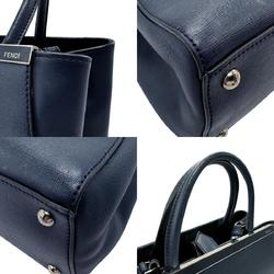 FENDI Handbag Shoulder Bag Petite Toujour Leather Navy Silver Women's 8BH253-D7E z2400