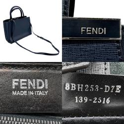 FENDI Handbag Shoulder Bag Petite Toujour Leather Navy Silver Women's 8BH253-D7E z2400