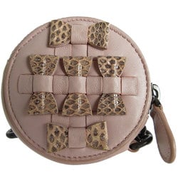 BOTTEGA VENETA Wallet/Coin Case Intrecciato Leather Metal Pink Beige Women's s0105g