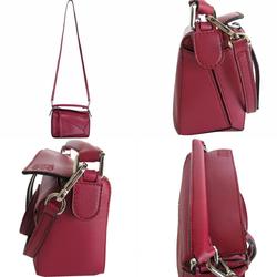 LOEWE Shoulder Bag Handbag Puzzle Leather Magenta Silver Women's s0236j