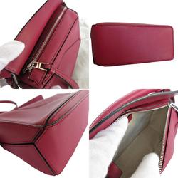 LOEWE Shoulder Bag Handbag Puzzle Leather Magenta Silver Women's s0236j