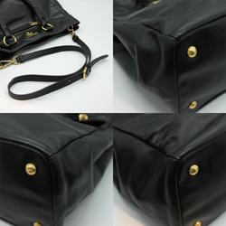 PRADA 2Way Bag Leather Black Gold Women's PD389