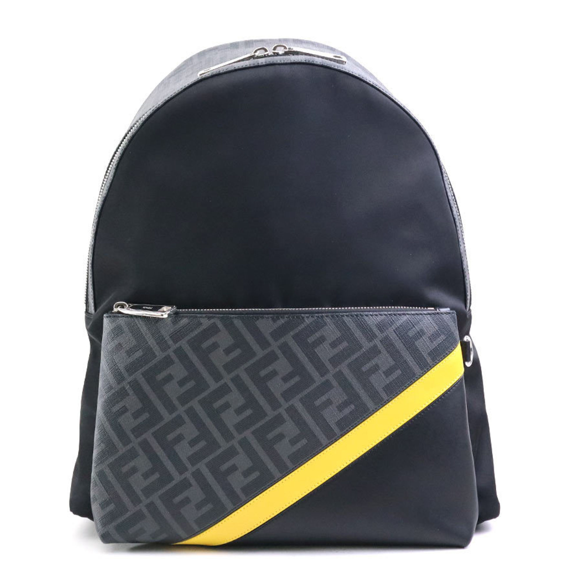 FENDI Backpack Zucca Nylon Leather Black Men's 7VZ042 A9XT 99970g