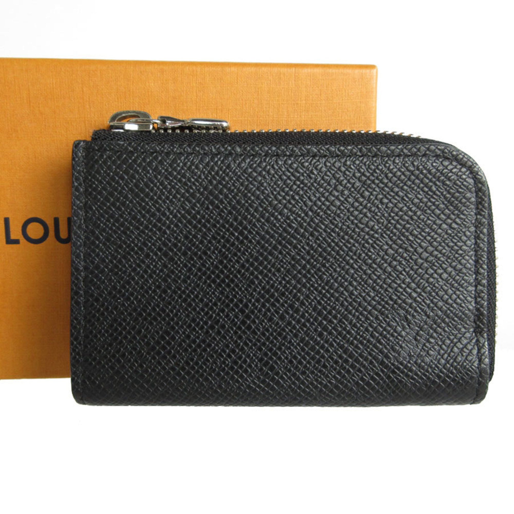 Louis Vuitton LOUIS VUITTON Wallet/Coin Case Taiga Portemonnay Jour Black Silver Men's M63375 s0100a