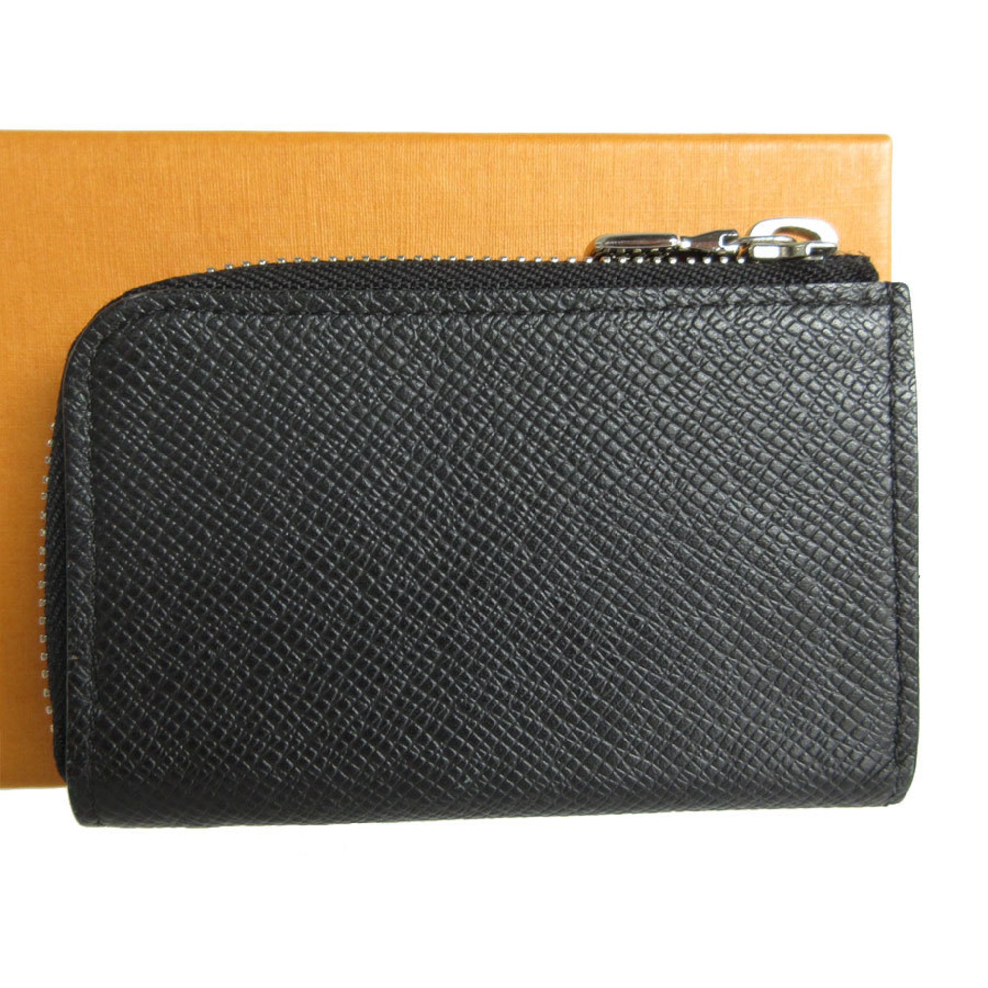 Louis Vuitton LOUIS VUITTON Wallet/Coin Case Taiga Portemonnay Jour Black Silver Men's M63375 s0100a