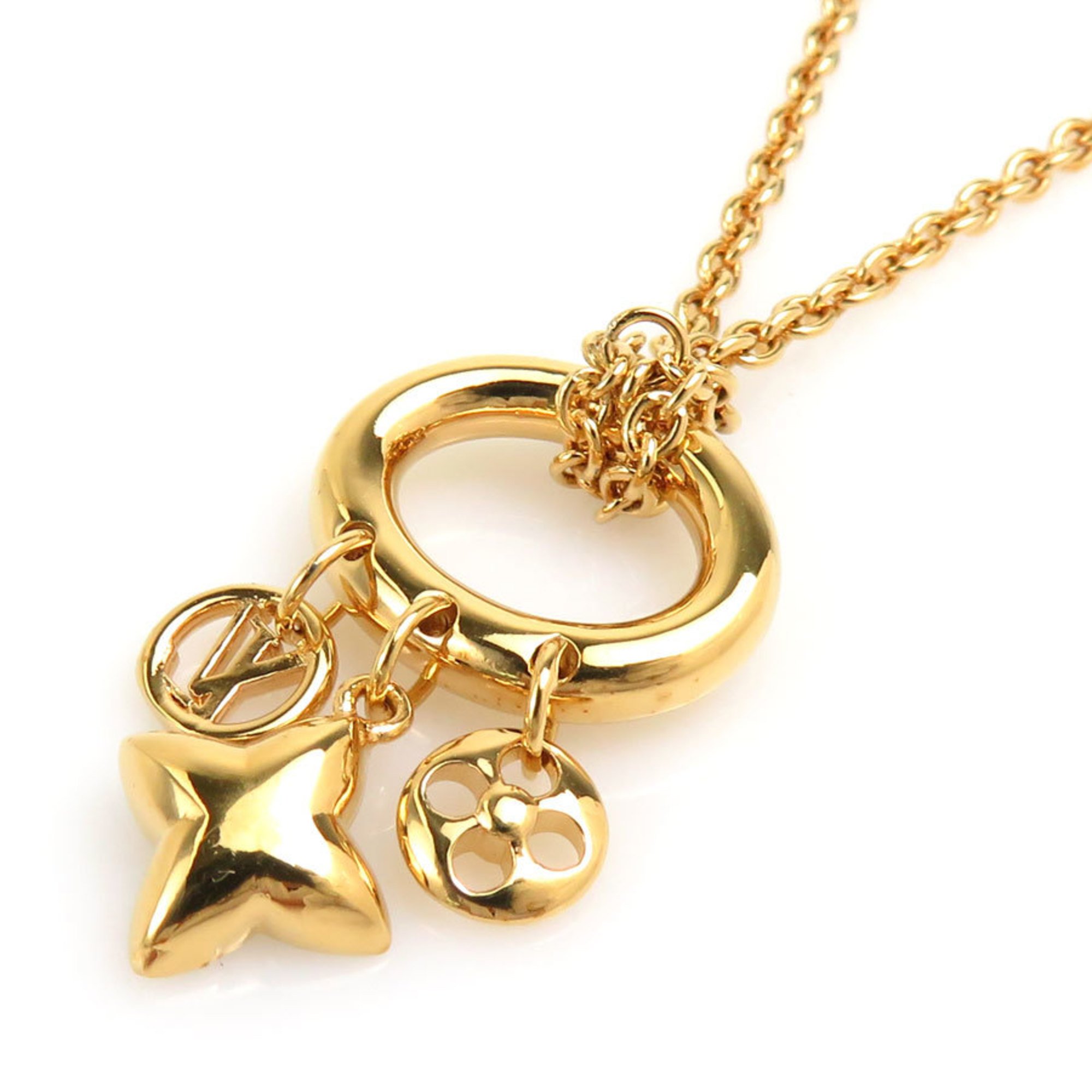 Louis Vuitton LOUIS VUITTON Necklace Collier My Blooming Strass Metal Gold Women's M00592 h30523k