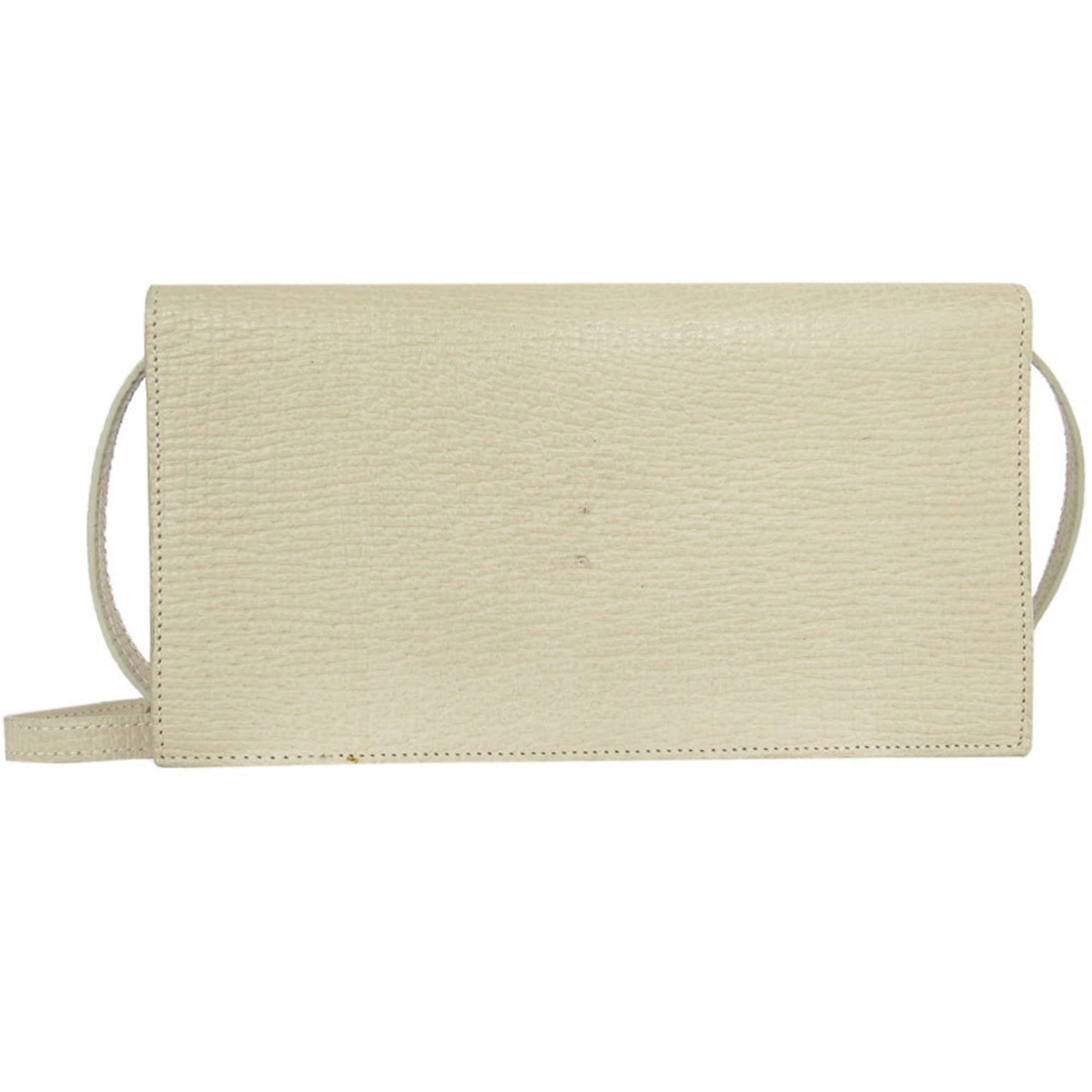 LOEWE Long Wallet Leather Light Beige Silver Women's s0275a