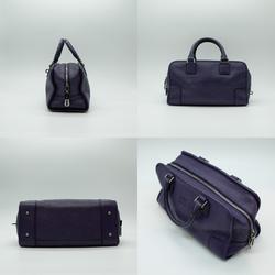 LOEWE Boston Bag Handbag Amazona 28 Leather Purple Silver Women's PD367