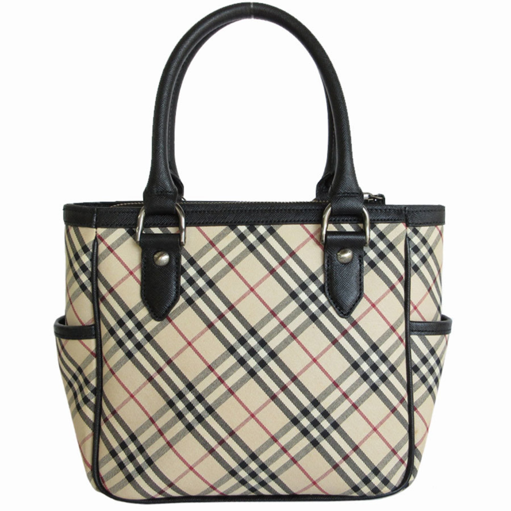 Burberry handbag, Nova check canvas, leather, beige, black, women's, s0096a