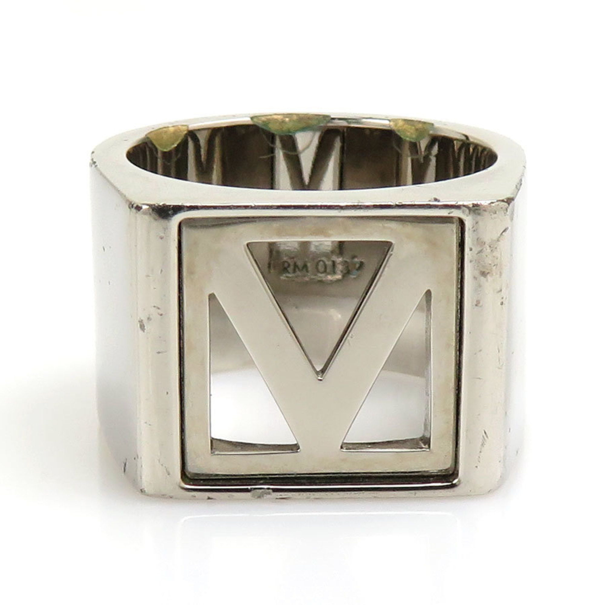 Louis Vuitton LOUIS VUITTON Ring Chivalier V Square Metal Silver Men's M61992 h30522a