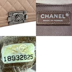 CHANEL Shoulder Bag Boy Chanel Nubuck Beige Silver Women's n0395