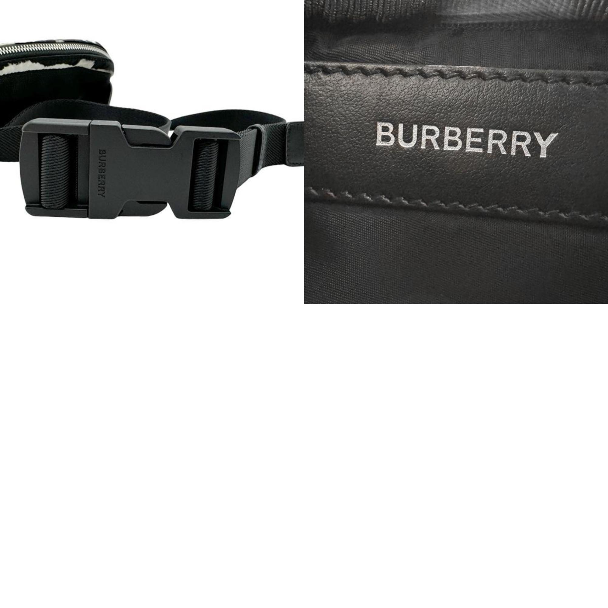 Burberry Body Bag Waist Nylon Black White Silver Men's Women's z2378