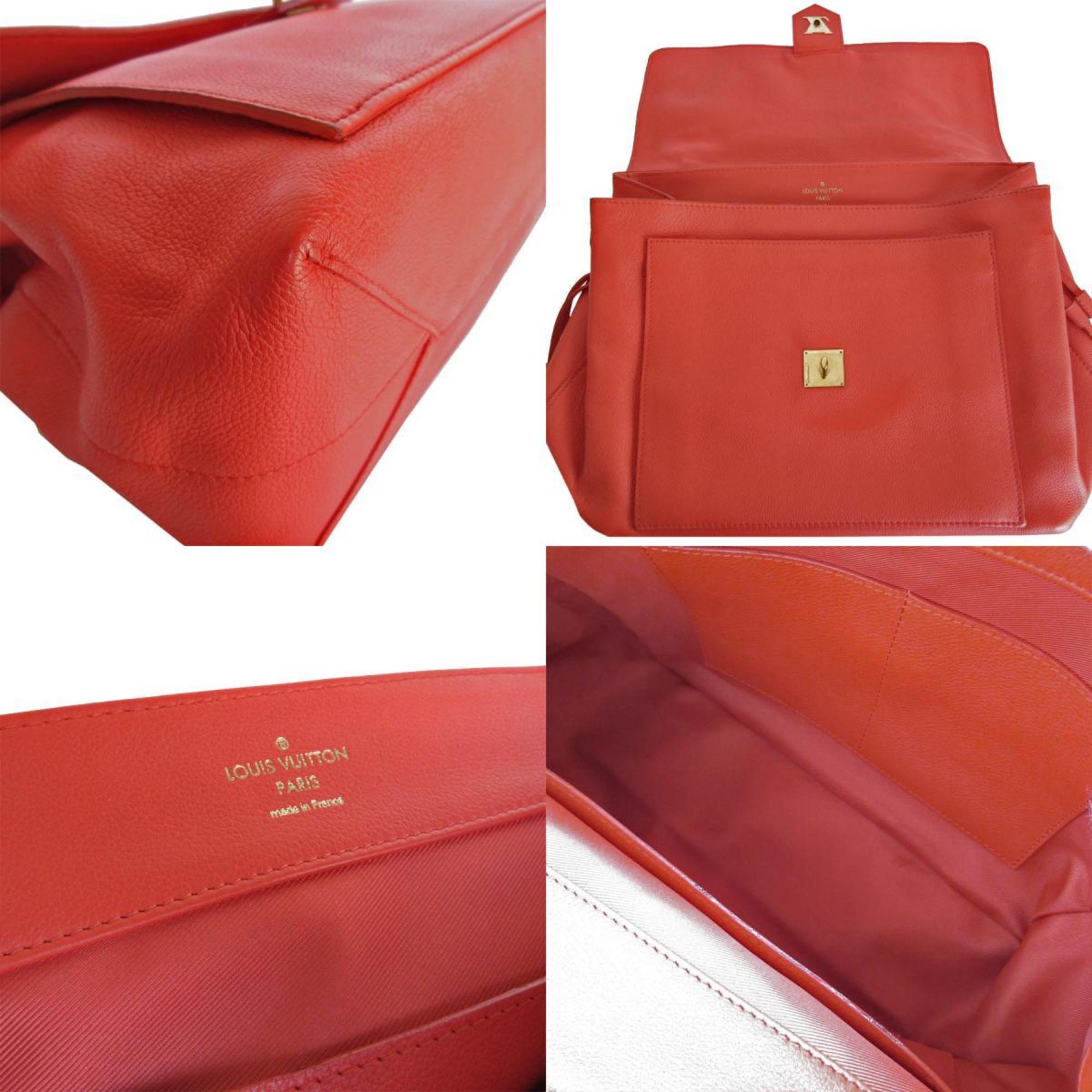 Louis Vuitton LOUIS VUITTON Shoulder Bag Cartable Lock Me 2 Leather Orange Red Black Gold Women's M50360 s0231a