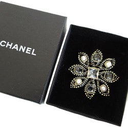 CHANEL Brooch Coco Mark Metal Rhinestone Gold Black Women's s0041i