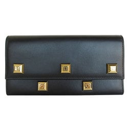 Salvatore Ferragamo Long Wallet Gancini Leather Black Gold Women's s0249a