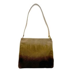 FENDI Shoulder Bag Suede Brown Gold Women's z2362