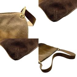 FENDI Shoulder Bag Suede Brown Gold Women's z2362