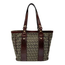 FENDI handbag Zucchino canvas leather brown ladies z2402