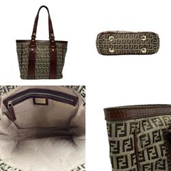 FENDI handbag Zucchino canvas leather brown ladies z2402