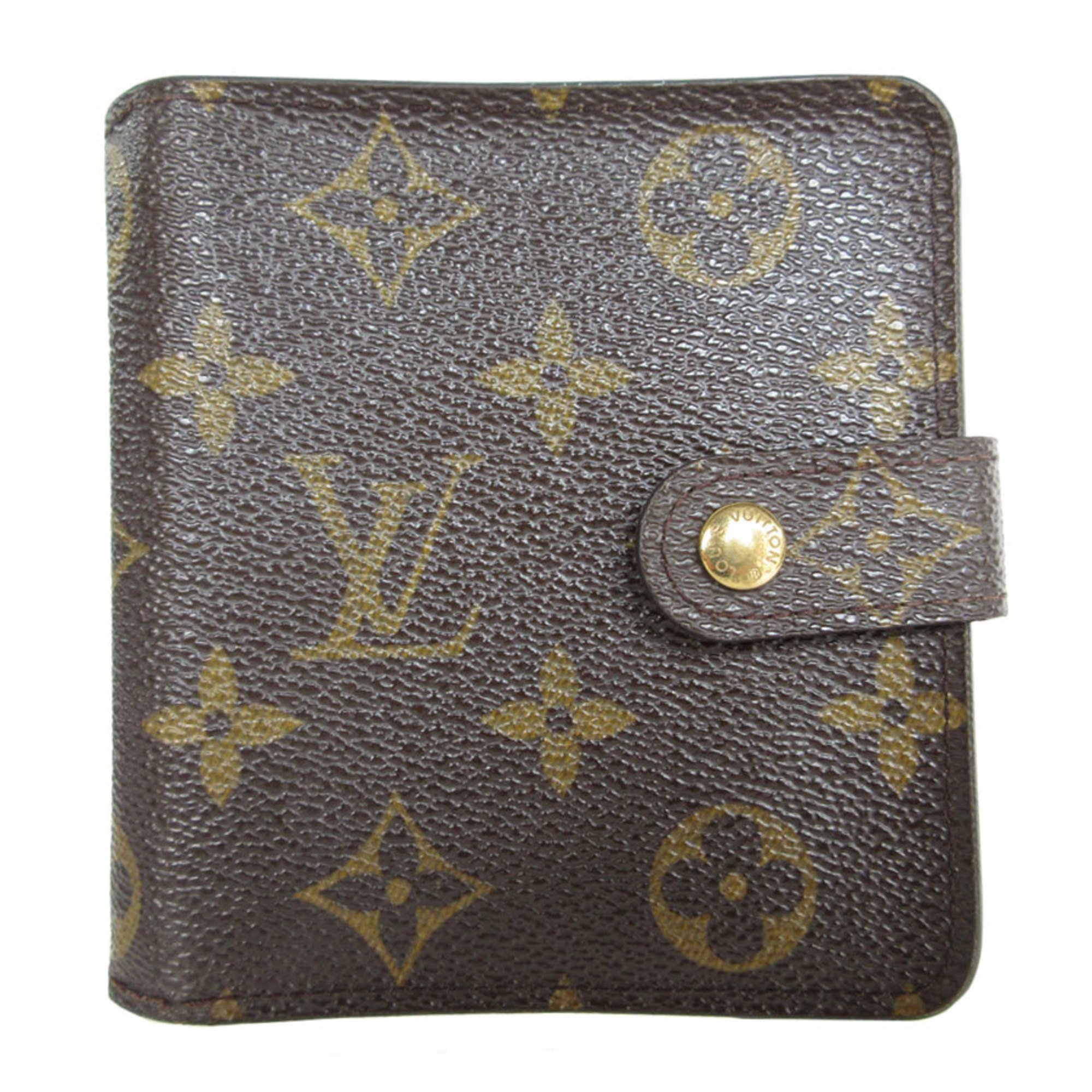 Louis Vuitton LOUIS VUITTON Bi-fold wallet Monogram Compact Zip canvas Brown Gold Women's M61667 s0279a