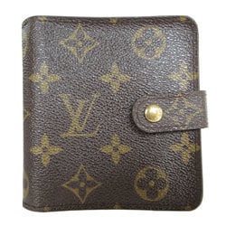 Louis Vuitton LOUIS VUITTON Bi-fold wallet Monogram Compact Zip canvas Brown Gold Women's M61667 s0279a