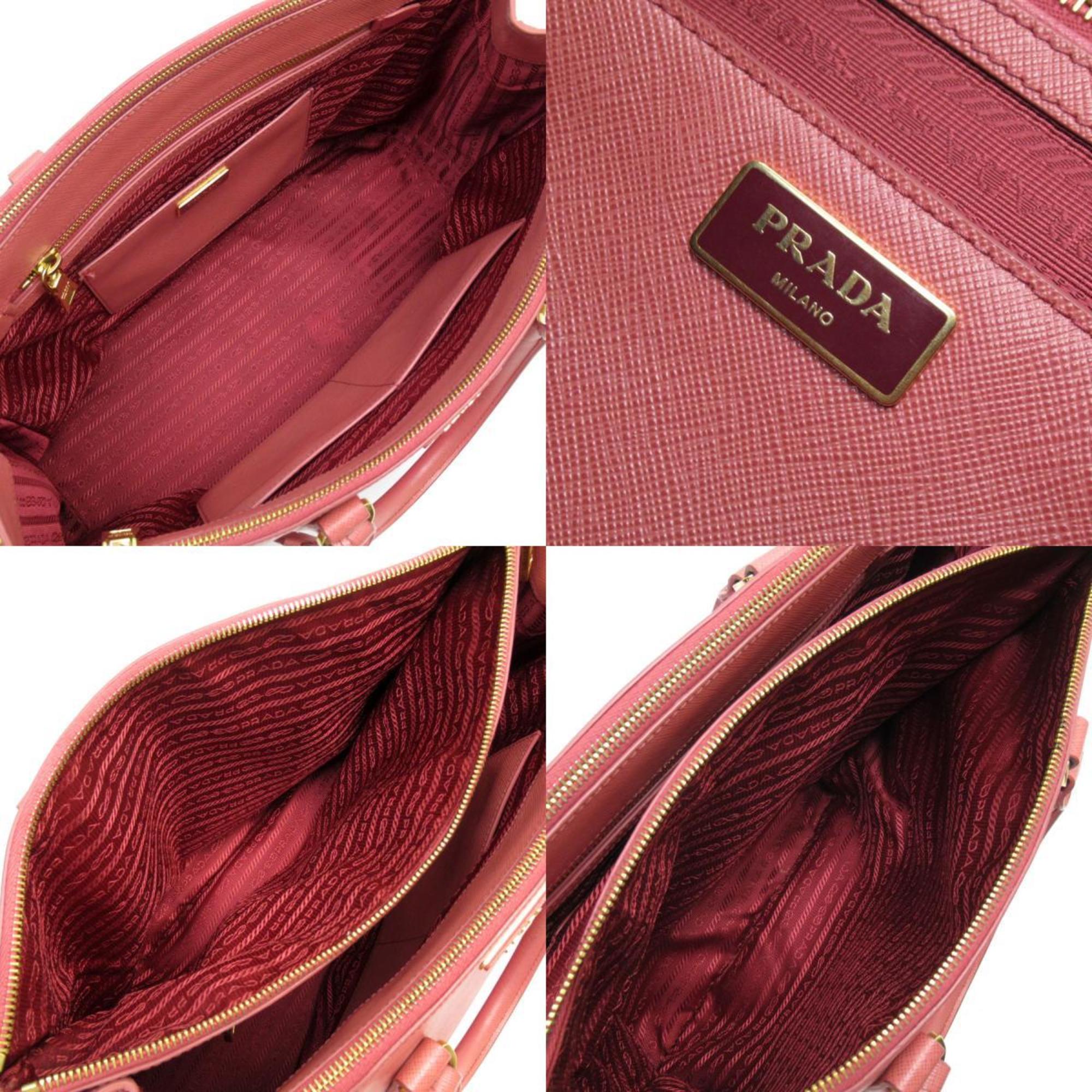 PRADA handbag leather pink gold ladies w0747a