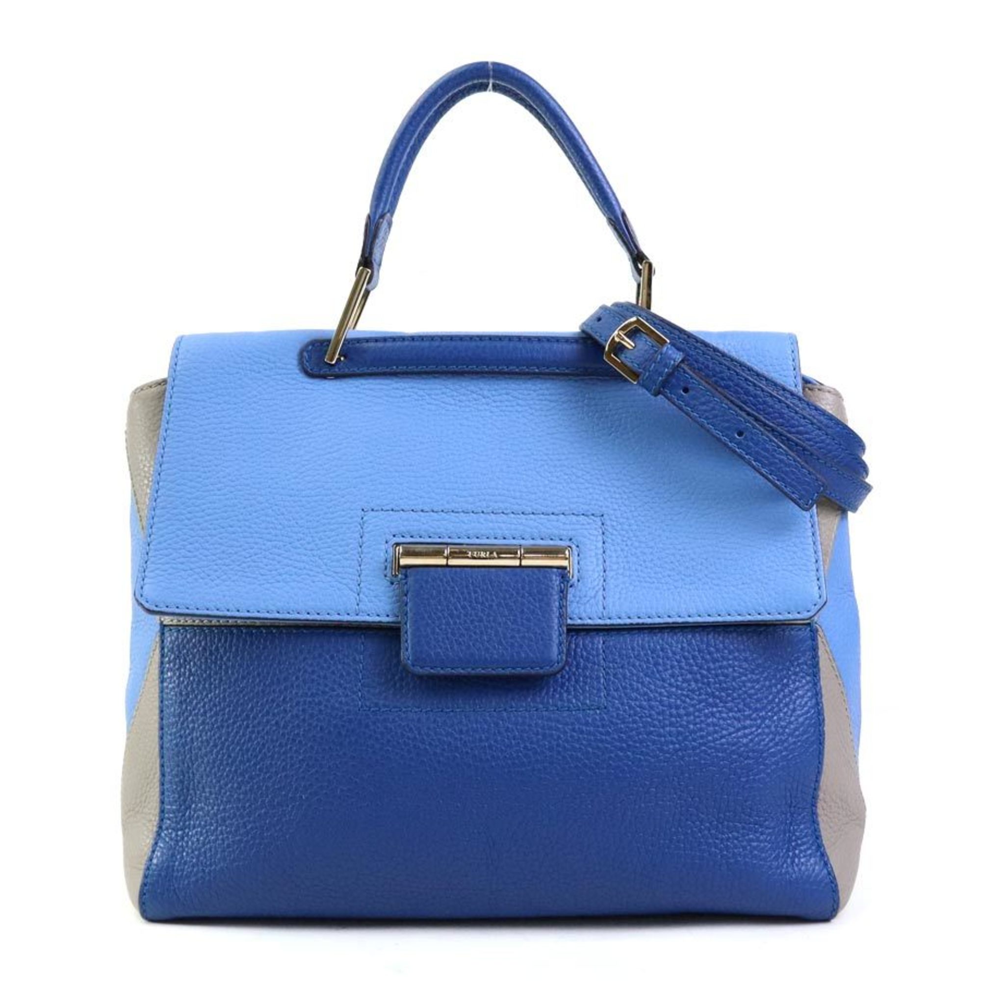 Furla handbag shoulder bag leather blue ladies h30501a