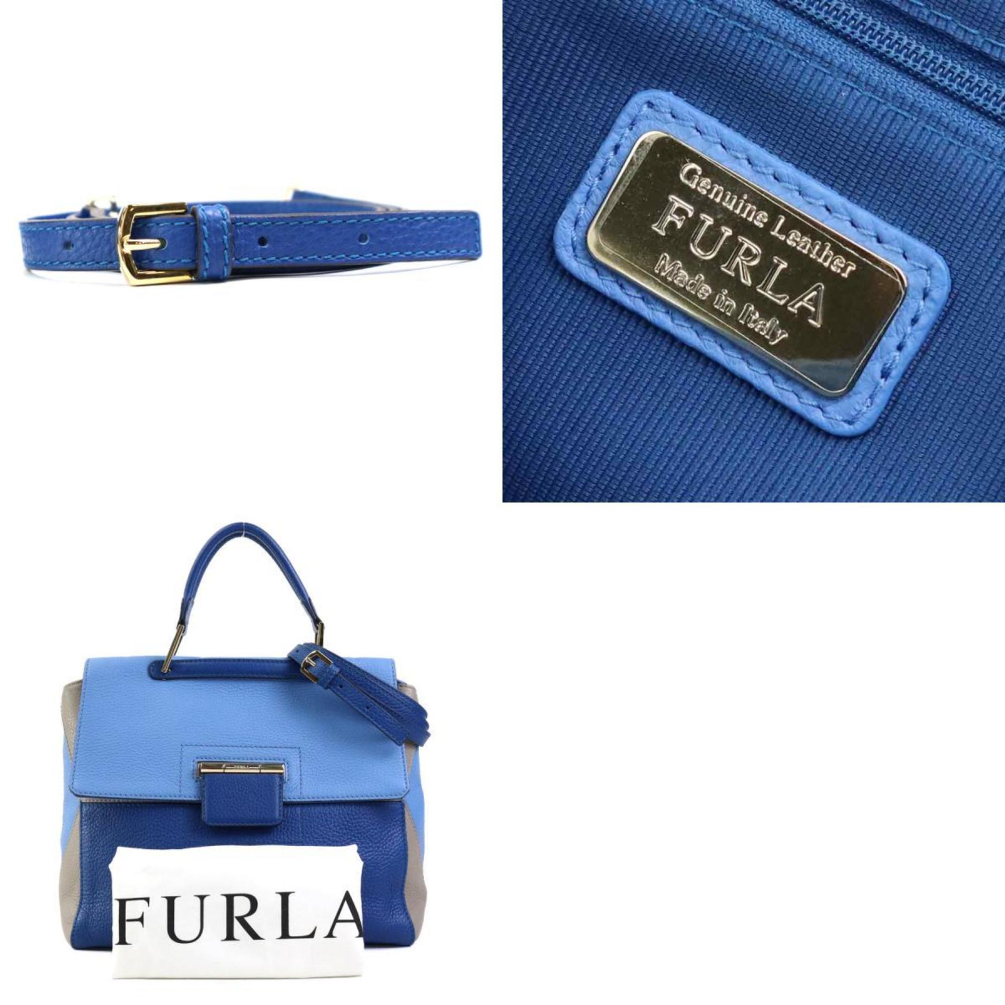 Furla handbag shoulder bag leather blue ladies h30501a