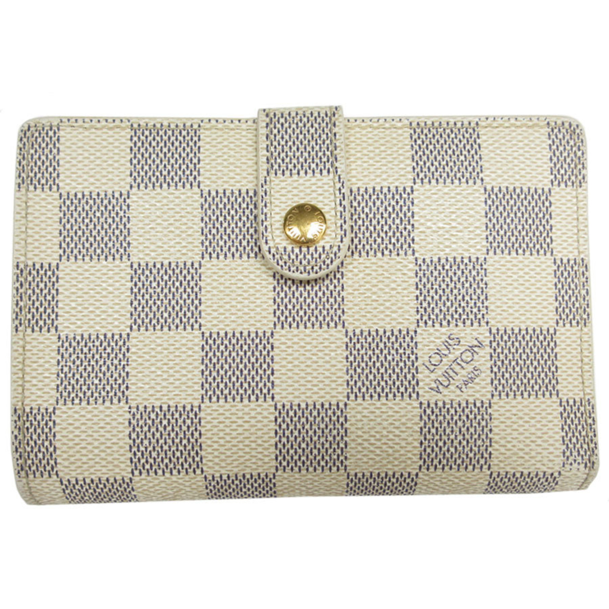 Louis Vuitton LOUIS VUITTON Bi-fold wallet Damier Azur Portefeuille Viennese canvas Azure Gold Women's M61676 s0280a