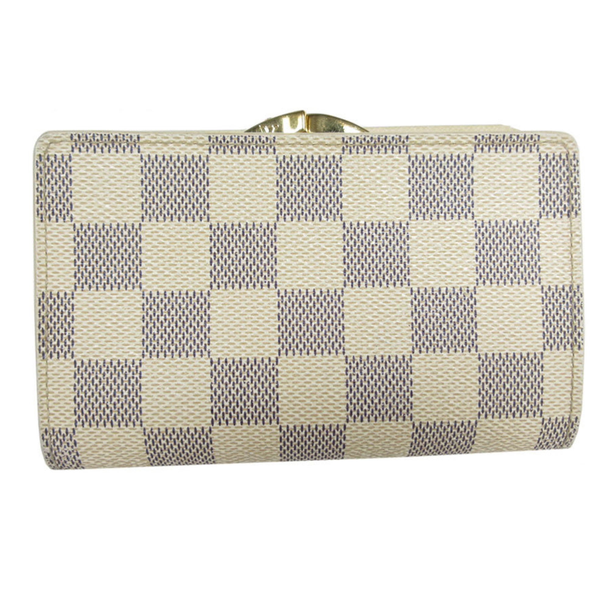 Louis Vuitton LOUIS VUITTON Bi-fold wallet Damier Azur Portefeuille Viennese canvas Azure Gold Women's M61676 s0280a