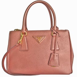 PRADA handbag shoulder bag leather metallic pink gold ladies s0143f