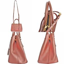 PRADA handbag shoulder bag leather metallic pink gold ladies s0143f